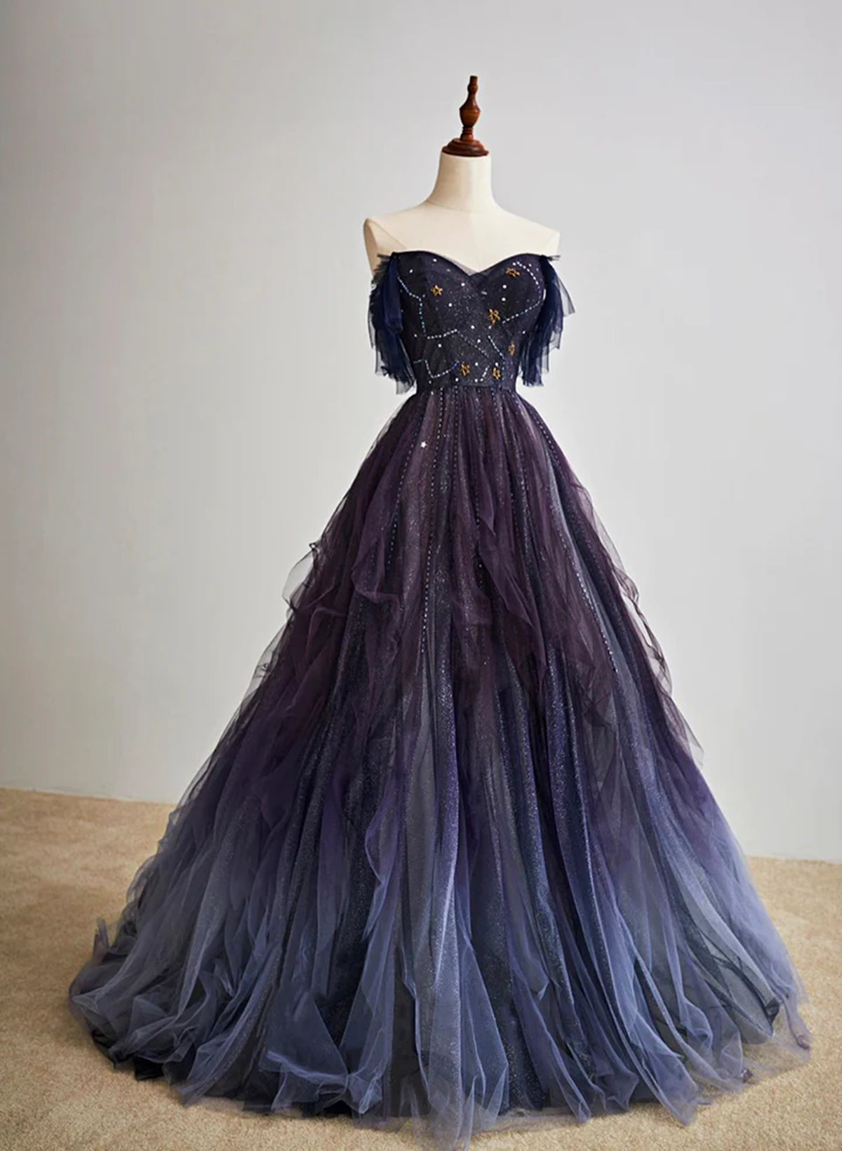 Purple black prom dress best sale