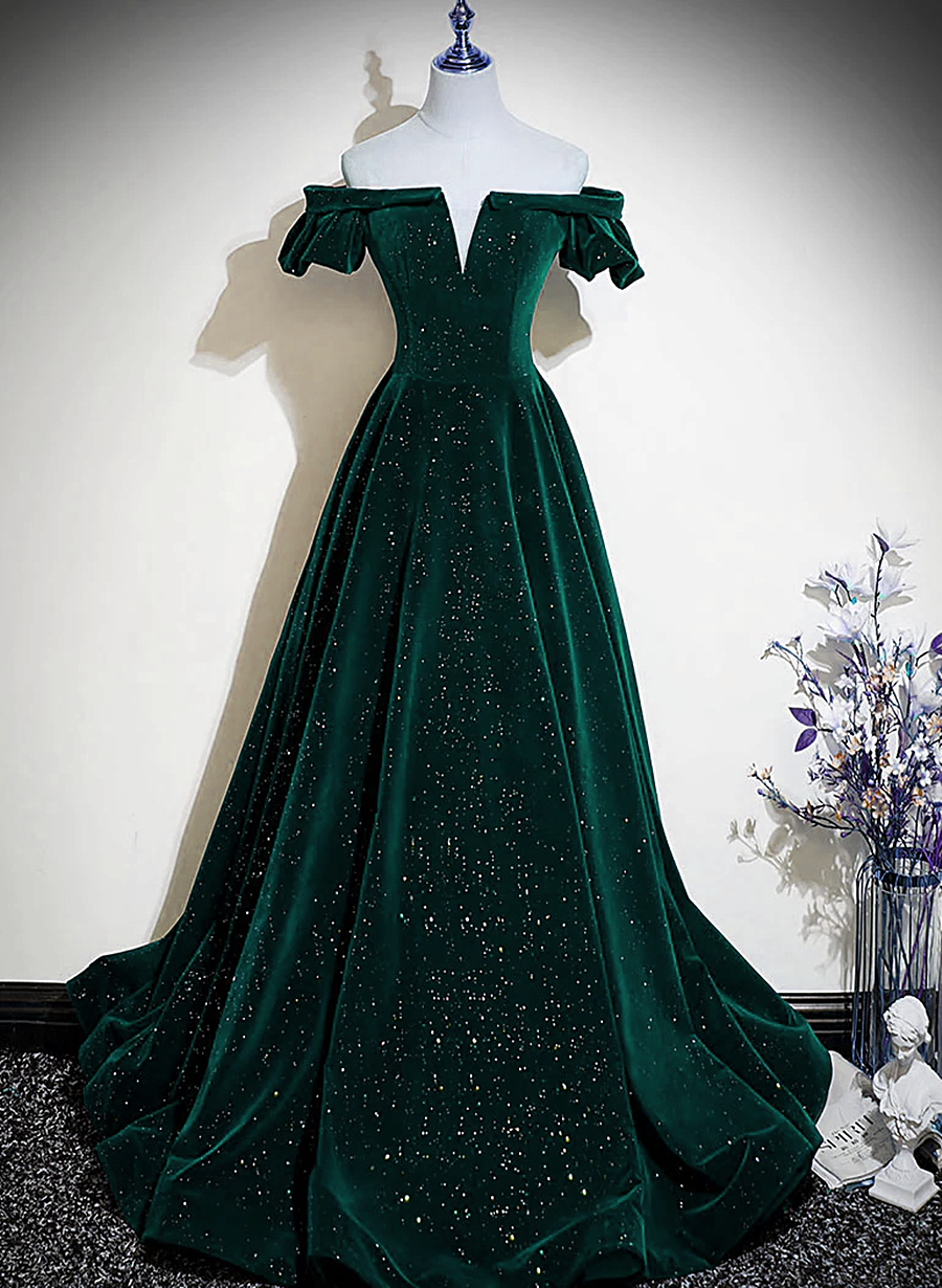 Green velvet prom dress online