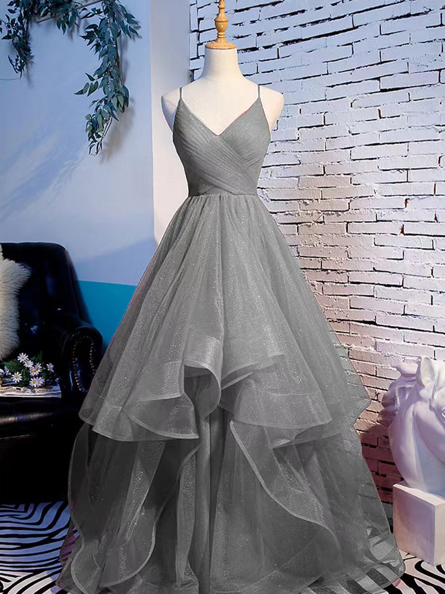 Beautiful Tulle Layers Straps Long Party Dress Formal Dress, A-line Ev ...