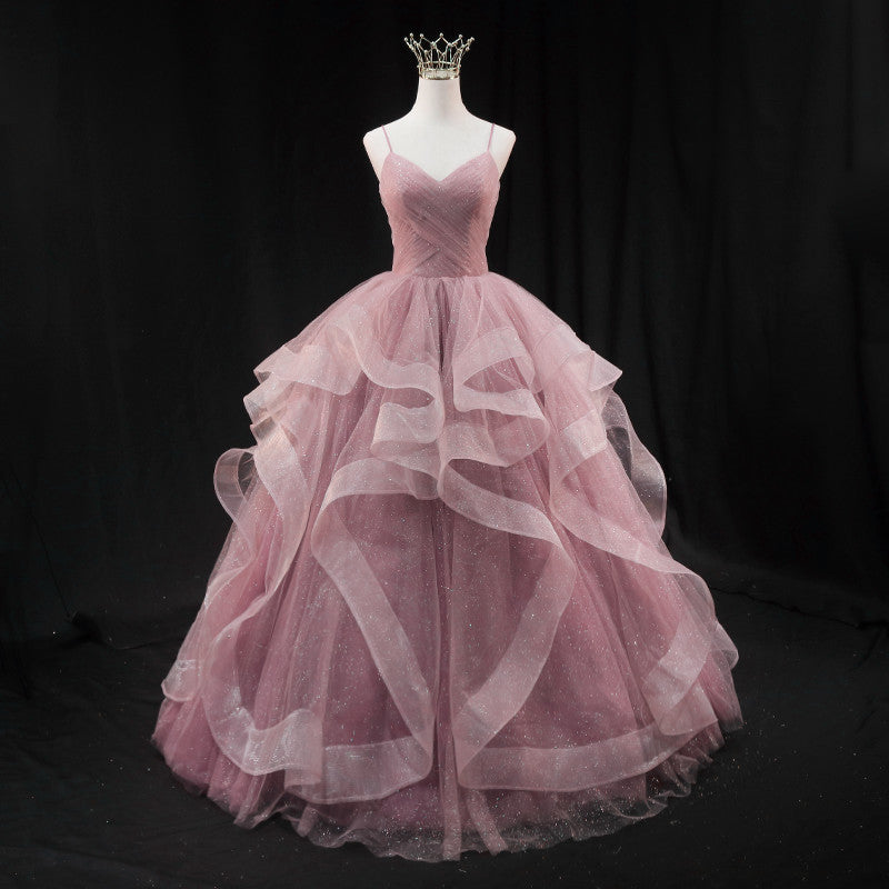 Pink Sweetheart Tulle Long Evening Dress Prom Dress Pink Sweet 16 Gow Beautydressy 